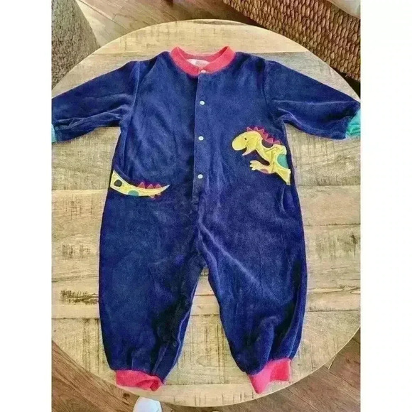 Vintage Baby Beluga New York Veloud Romper Baby Size 18 Months Dinosaurs - Picture 4 of 9
